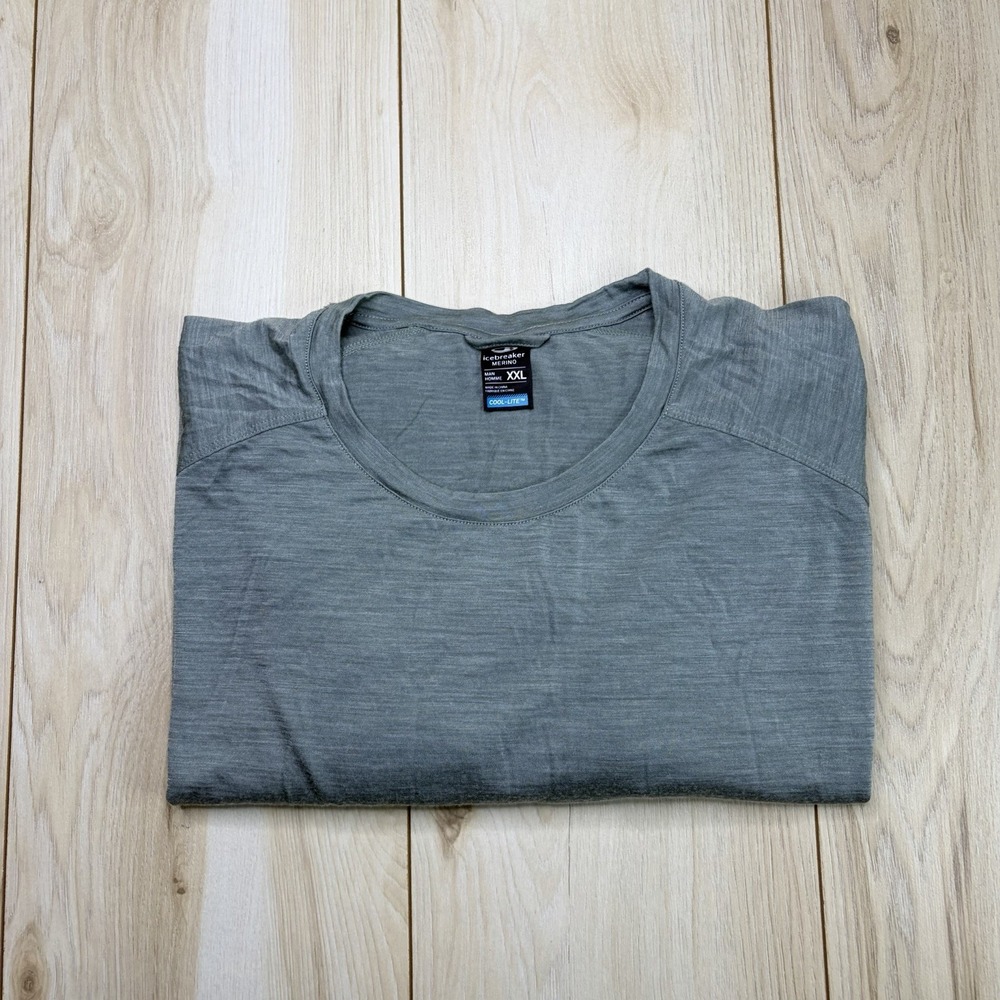ICEBREAKER Merino Mens Longsleeve Crew Neck Cool-Lite Blue Wool Shirt Size XXL